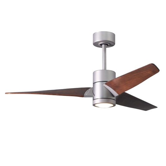 Matthews Fan Company Atlas Super Janet 52" Brushed Nickel Ceiling Fan With Solid Wood Blade In Walnut Tone Finish