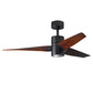 Matthews Fan Company Atlas Super Janet 52" Matte Black Ceiling Fan With Solid Wood Blade In Walnut Tone Finish