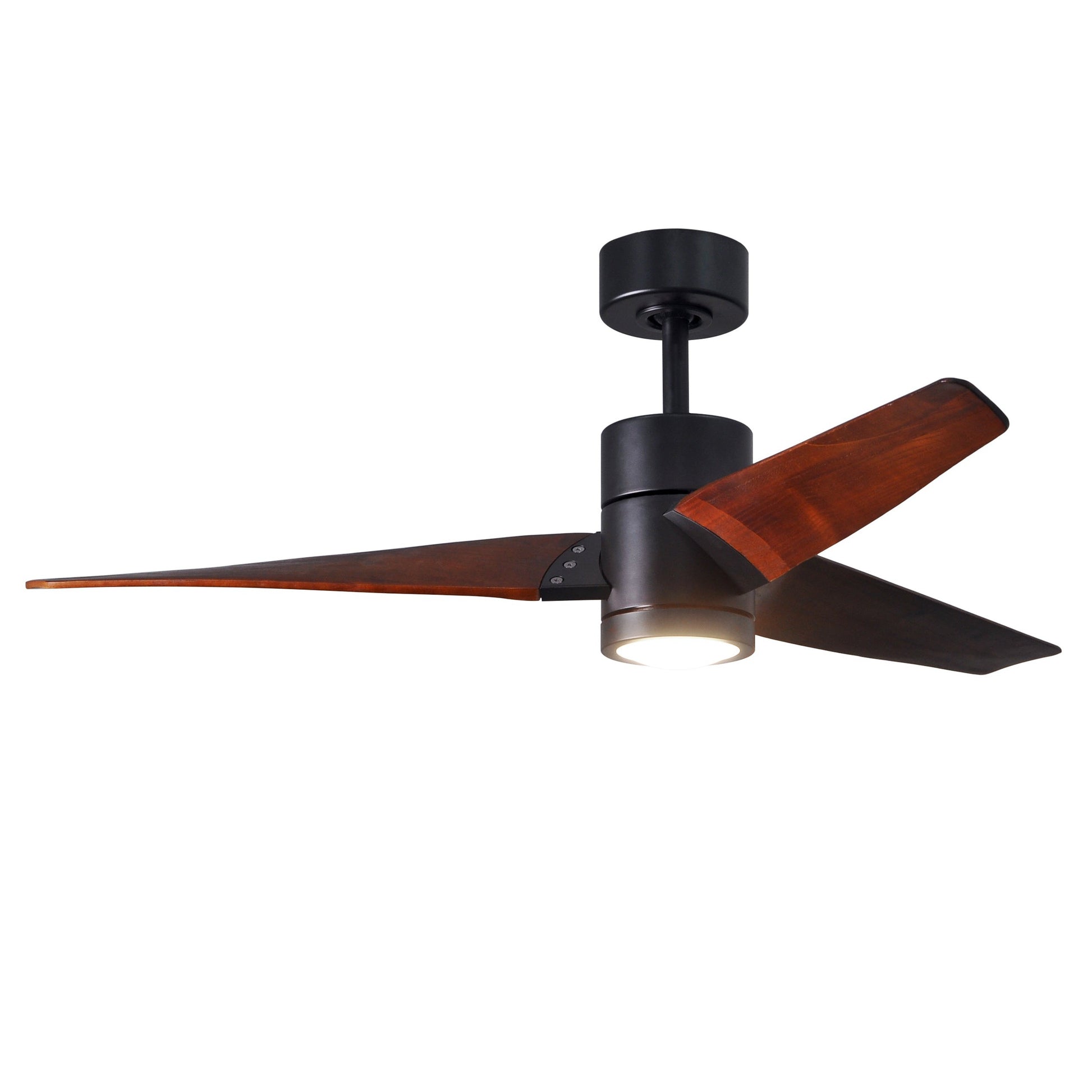 Matthews Fan Company Atlas Super Janet 52" Matte Black Ceiling Fan With Solid Wood Blade In Walnut Tone Finish