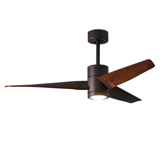 Matthews Fan Company Atlas Super Janet 52" Textured Bronze Ceiling Fan With Solid Wood Blade In Walnut Tone Finish