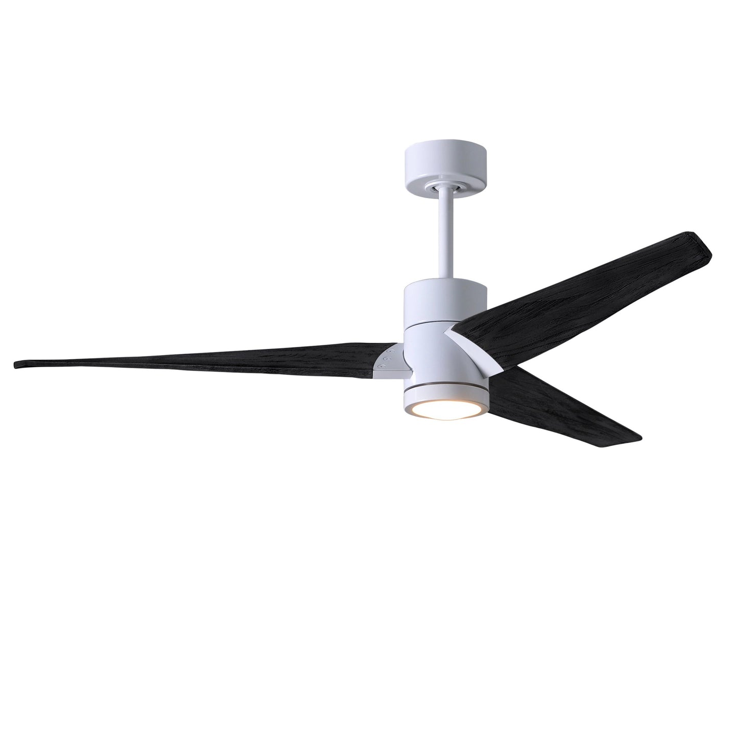 Matthews Fan Company Atlas Super Janet 52" White Ceiling Fan With Solid Wood Blade In Matte Black Finish