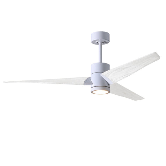Matthews Fan Company Atlas Super Janet 52" White Ceiling Fan With Solid Wood Blade In Matte White Finish
