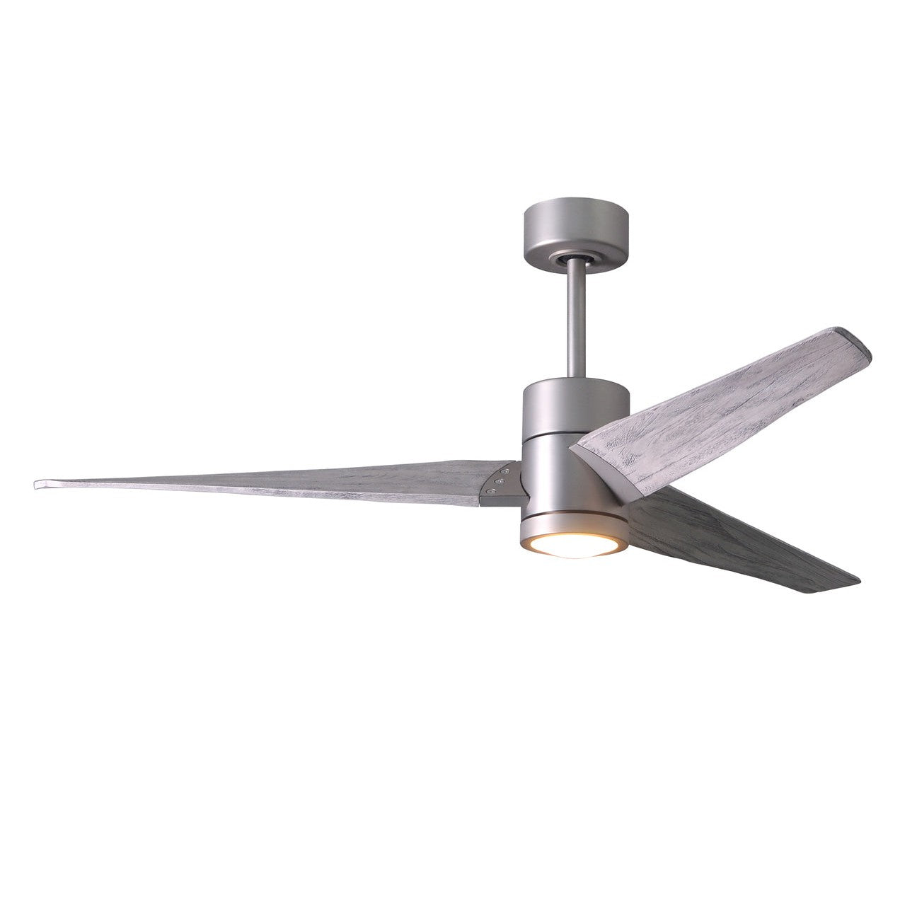 Matthews Fan Company Atlas Super Janet 60" Brushed Nickel Ceiling Fan With Solid Wood Blade In Barn Wood Tone Finish