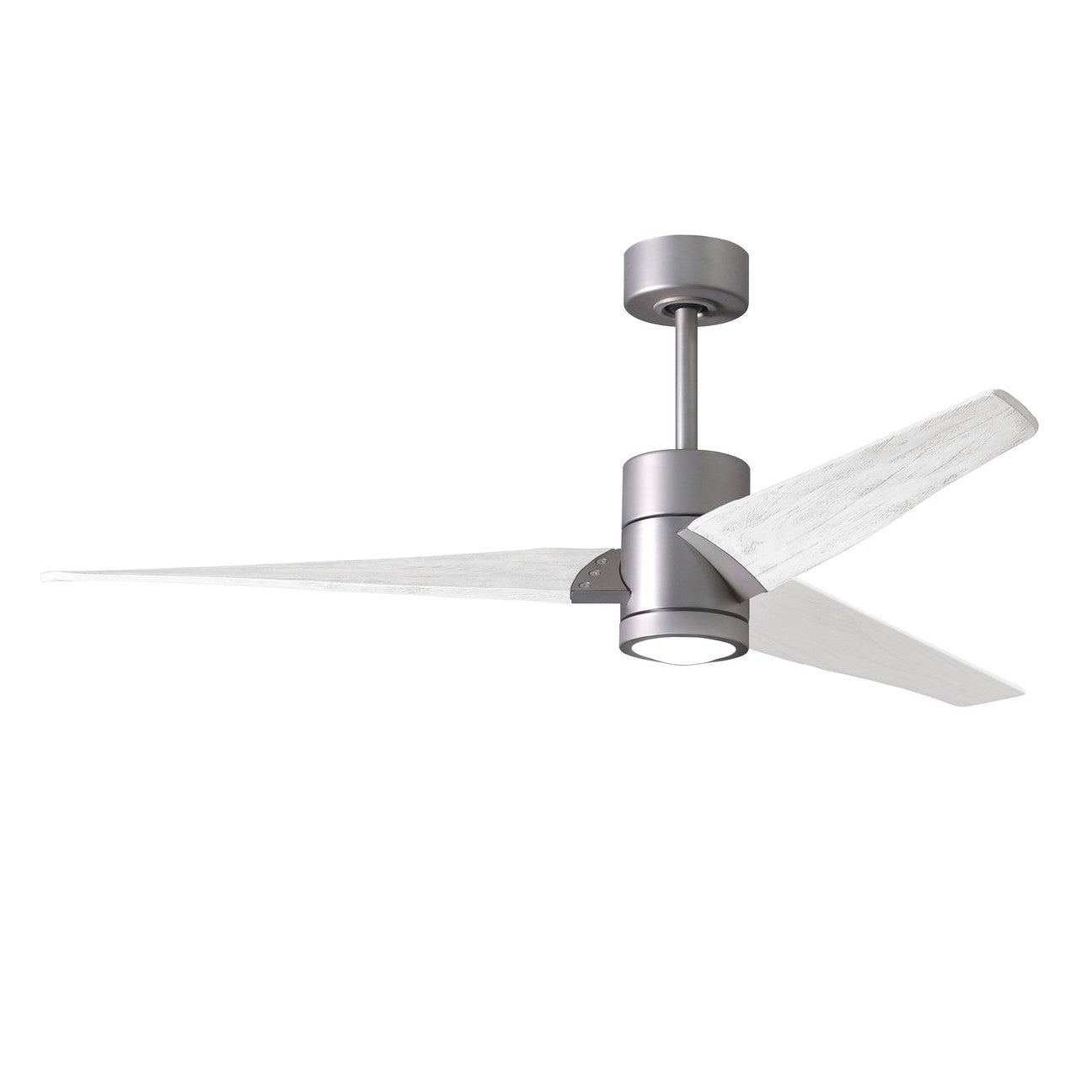 Matthews Fan Company Atlas Super Janet 60" Brushed Nickel Ceiling Fan With Solid Wood Blade In Matte White Finish