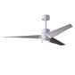 Matthews Fan Company Atlas Super Janet 60" Gloss White Ceiling Fan With Solid Wood Blade In Barn Wood Tone Finish
