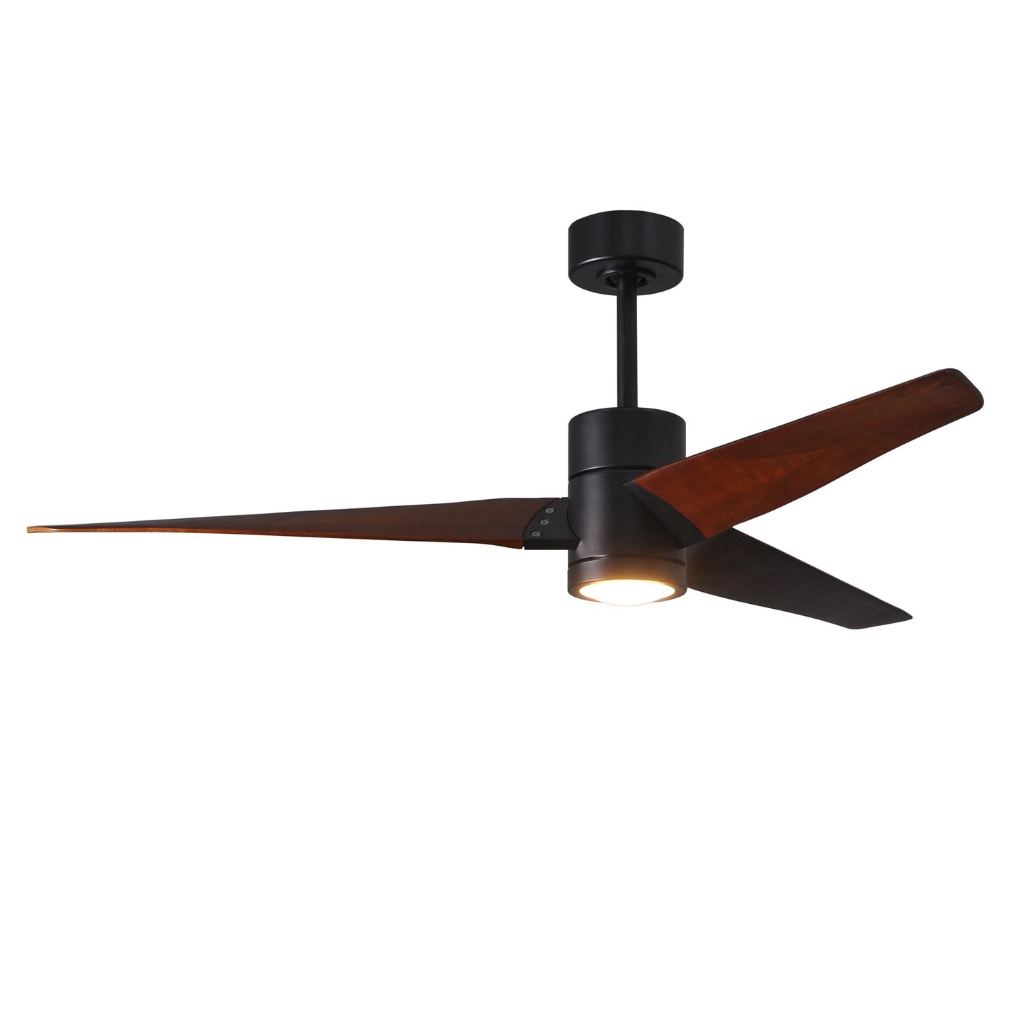 Matthews Fan Company Atlas Super Janet 60" Matte Black Ceiling Fan With Solid Wood Blade In Walnut Tone Finish