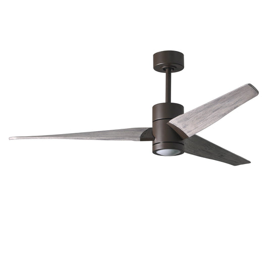 Matthews Fan Company Atlas Super Janet 60" Textured Bronze Ceiling Fan With Solid Wood Blade In Barn Wood Finish