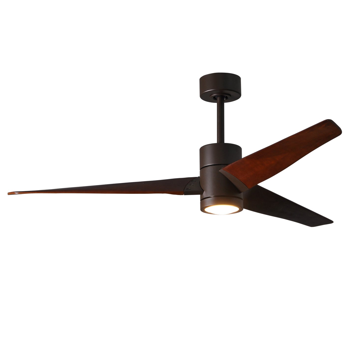 Matthews Fan Company Atlas Super Janet 60" Textured Bronze Ceiling Fan With Solid Wood Blade In Walnut Tone Finish