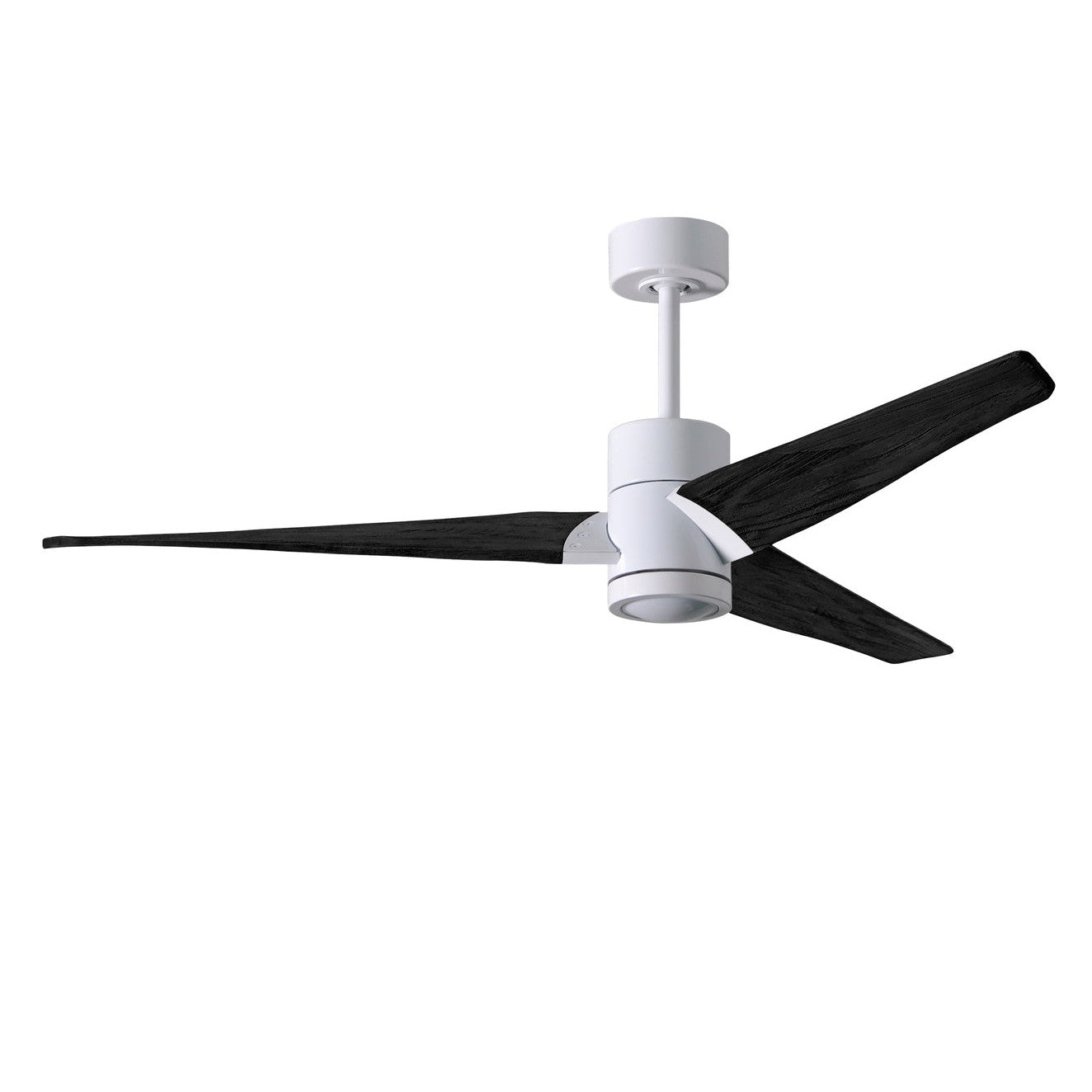 Matthews Fan Company Atlas Super Janet 60" White Ceiling Fan With Solid Wood Blade In Matte Black Finish