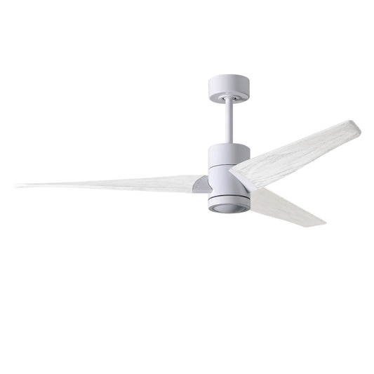 Matthews Fan Company Atlas Super Janet 60" White Ceiling Fan With Solid Wood Blade In Matte White Finish