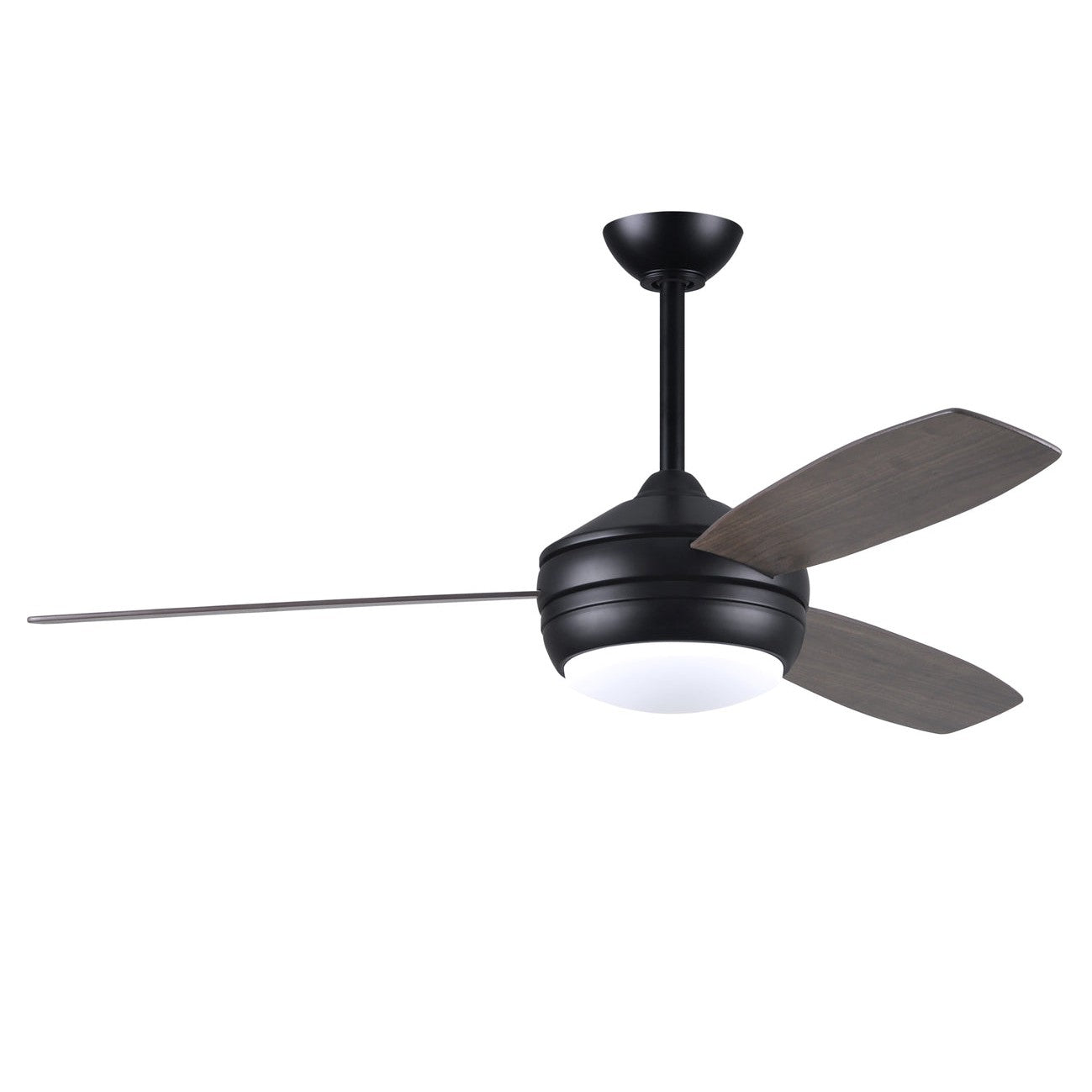 Matthews Fan Company Atlas T-24 52 Matte Black Ceiling Fan With Plywood Blade In Gray Ash/Walnut Finish