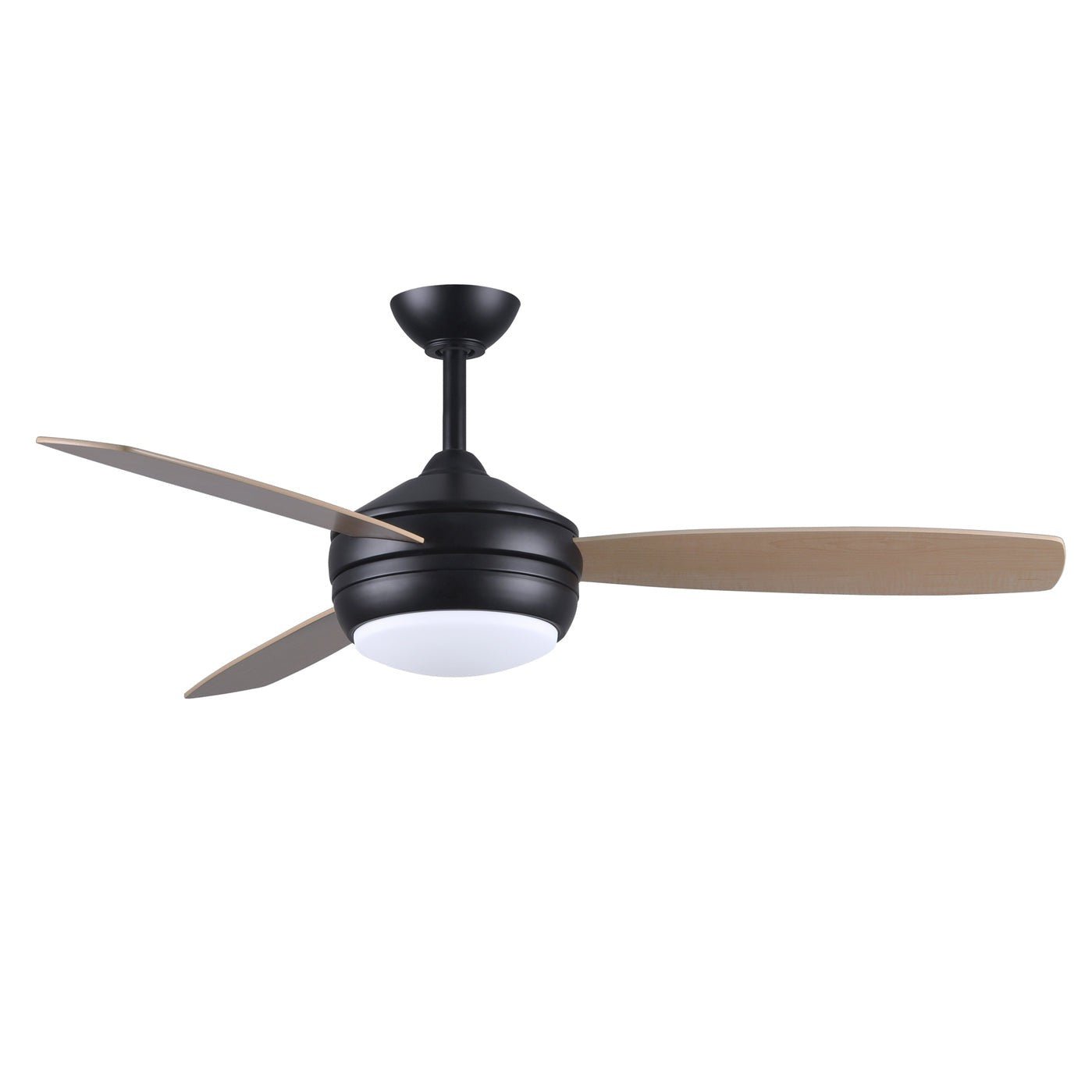 Matthews Fan Company Atlas T-24 52 Matte Black Ceiling Fan With Plywood Blade In Maple/Barn Wood Finish