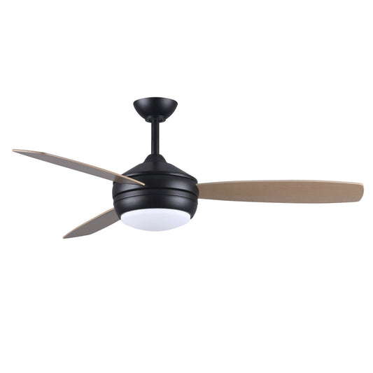 Matthews Fan Company Atlas T-24 52 Matte Black Ceiling Fan With Plywood Blade In Maple/Barn Wood Finish