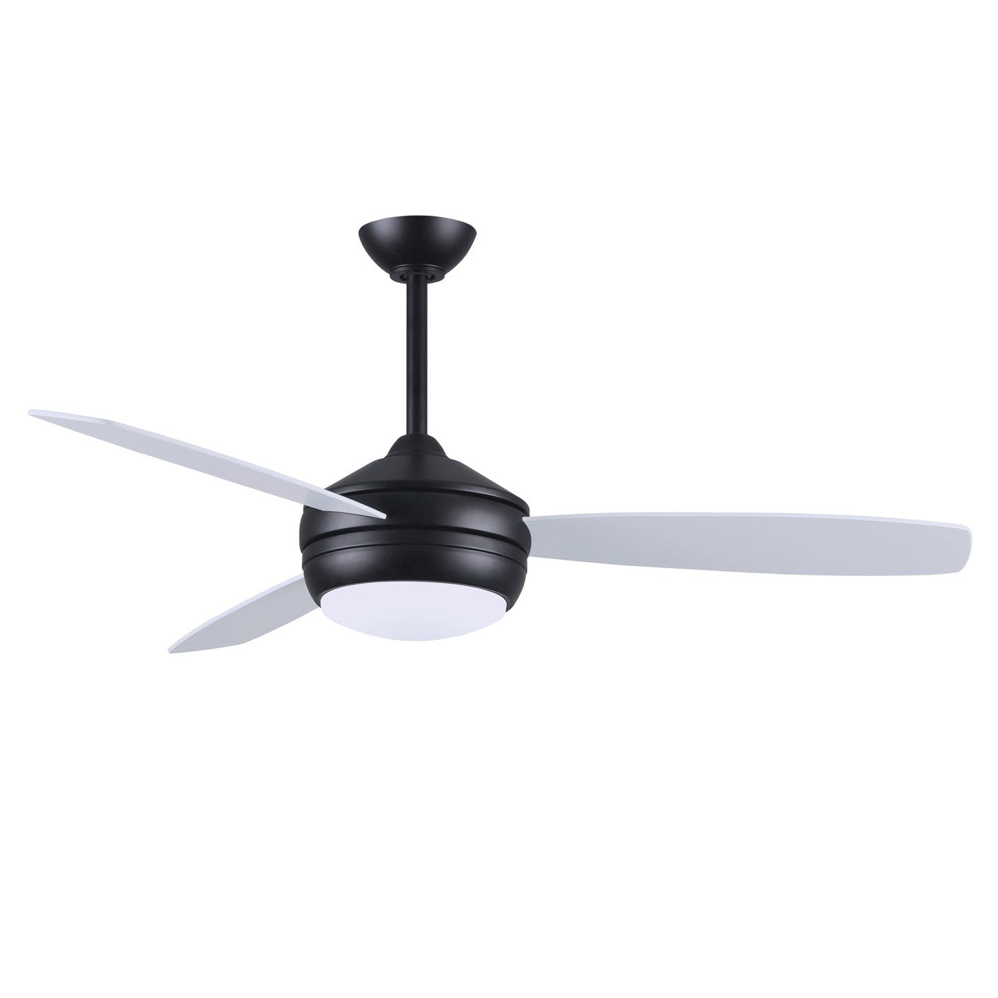 Matthews Fan Company Atlas T-24 52 Matte Black Ceiling Fan With Plywood Blade In Matte White/Brushed Nickel Finish