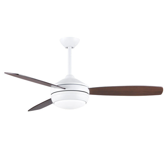 Matthews Fan Company Atlas T-24 52 Matte White Ceiling Fan With Plywood Blade In Gray Ash/Walnut Finish