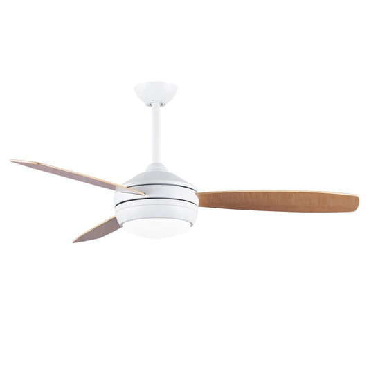 Matthews Fan Company Atlas T-24 52 Matte White Ceiling Fan With Plywood Blade In Maple/Barn Wood Finish