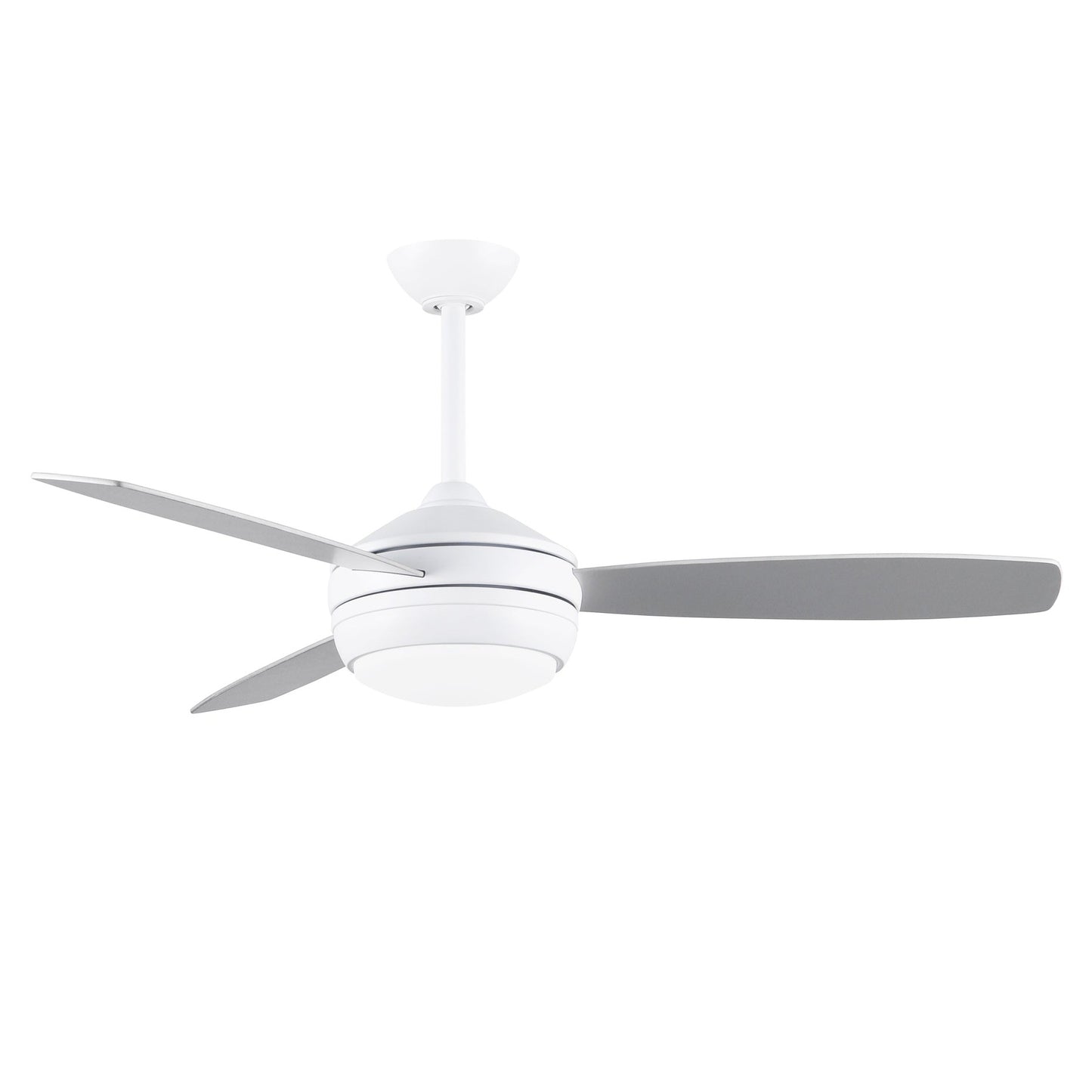 Matthews Fan Company Atlas T-24 52 Matte White Ceiling Fan With Plywood Blade In Matte White/Brushed Nickel Finish