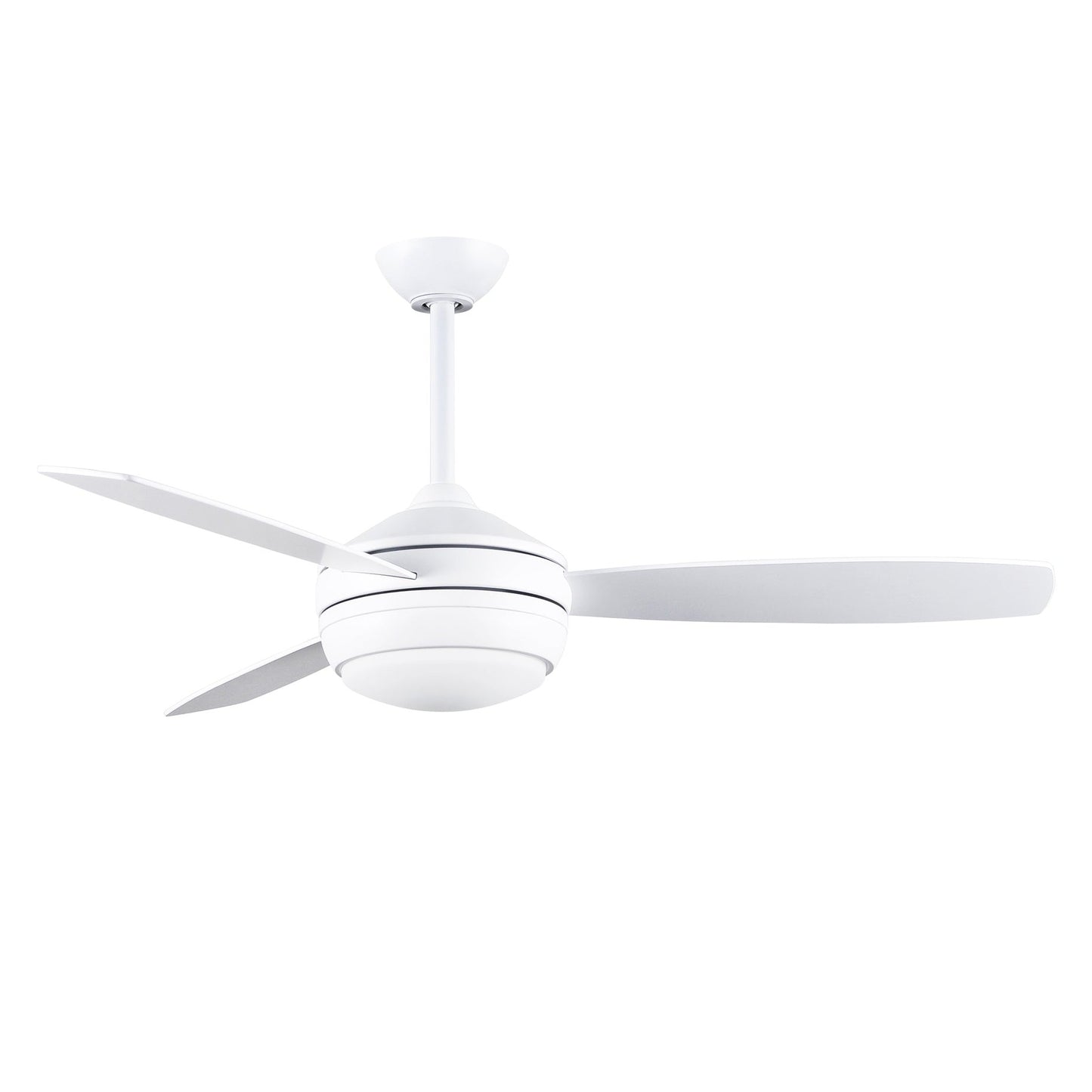 Matthews Fan Company Atlas T-24 52 Matte White Ceiling Fan With Plywood Blade In Matte White/Brushed Nickel Finish