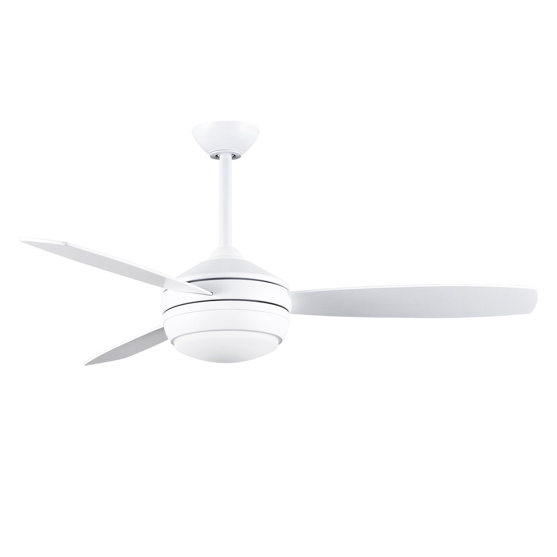 Matthews Fan Company Atlas T-24 52 Matte White Ceiling Fan With Plywood Blade In Matte White/Brushed Nickel Finish