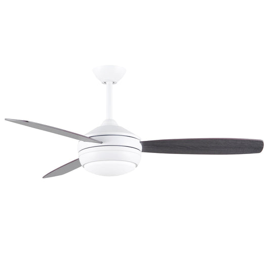 Matthews Fan Company Atlas T-24 52 Matte White Ceiling Fan With Plywood Blade In Old Oak/Matte Black Finish