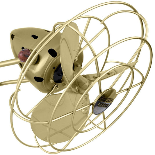 Matthews Fan Company Matthews-Gerbar 13" Aluminum Fan Head With Decorative Cage in Brushed Brass Finish