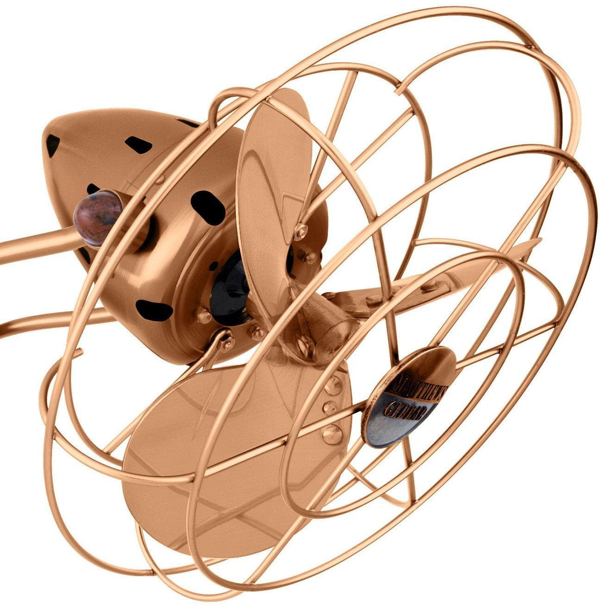 Matthews Fan Company Matthews-Gerbar 13" Aluminum Fan Head With Decorative Cage in Brushed Copper Finish
