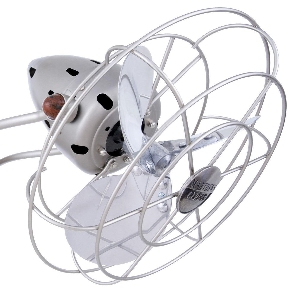 Matthews Fan Company Matthews-Gerbar 13" Aluminum Fan Head With Decorative Cage in Brushed Nickel Finish