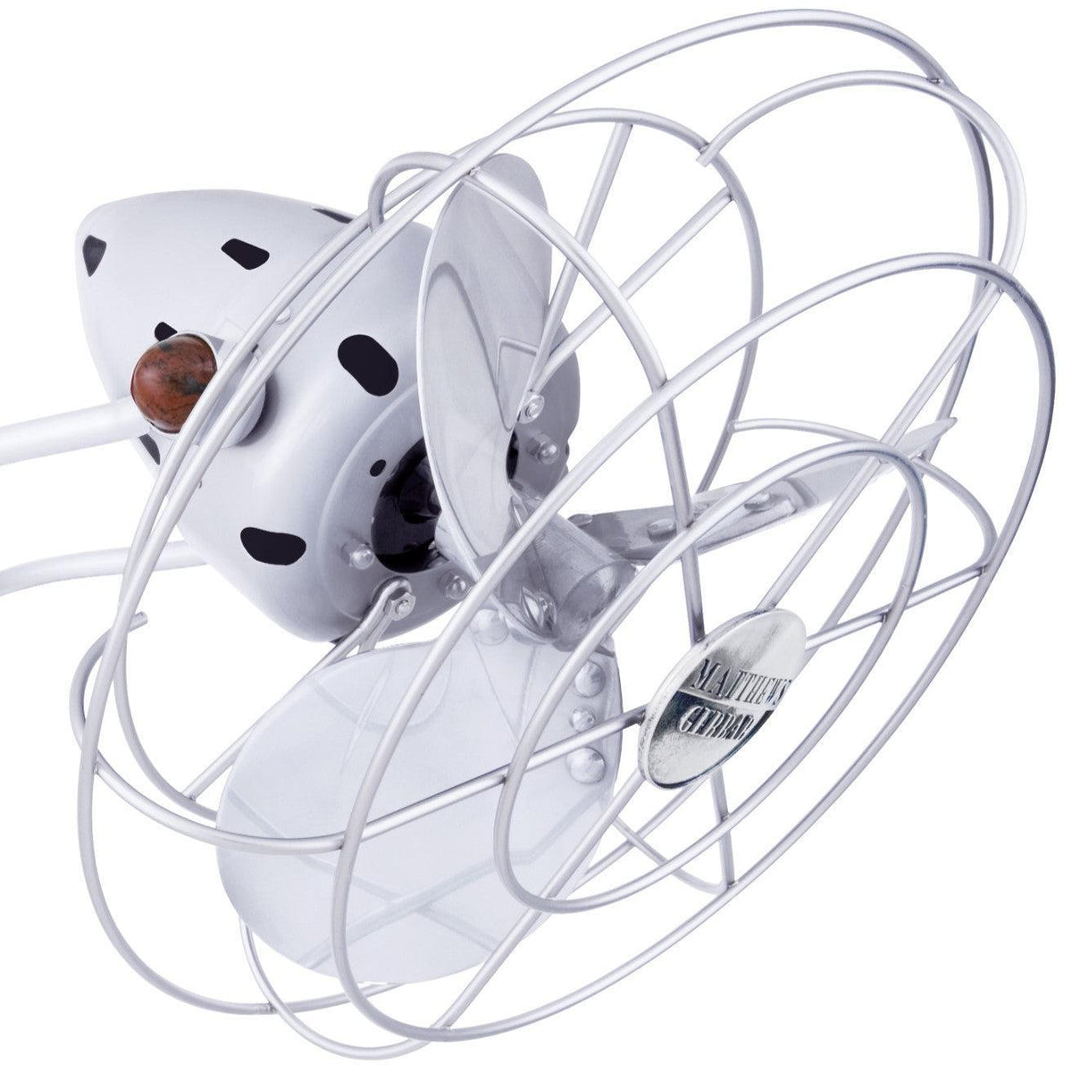 Matthews Fan Company Matthews-Gerbar 13" Aluminum Fan Head With Decorative Cage in Gloss White Finish