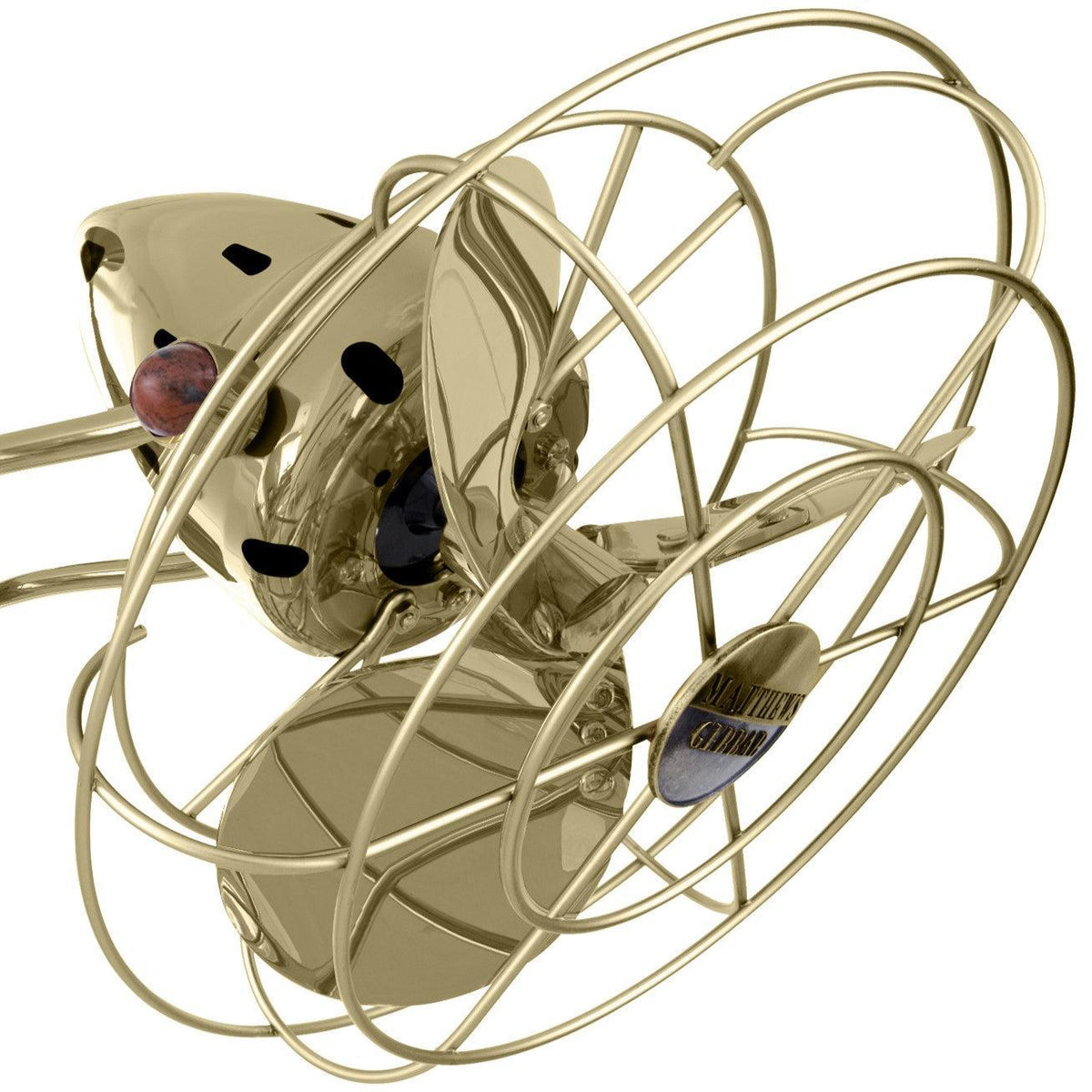 Matthews Fan Company Matthews-Gerbar 13" Aluminum Fan Head With Decorative Cage in Polished Brass Finish