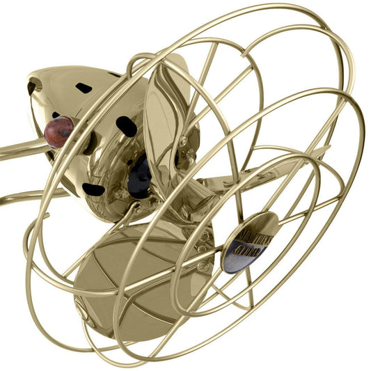 Matthews Fan Company Matthews-Gerbar 13" Aluminum Fan Head With Decorative Cage in Polished Brass Finish