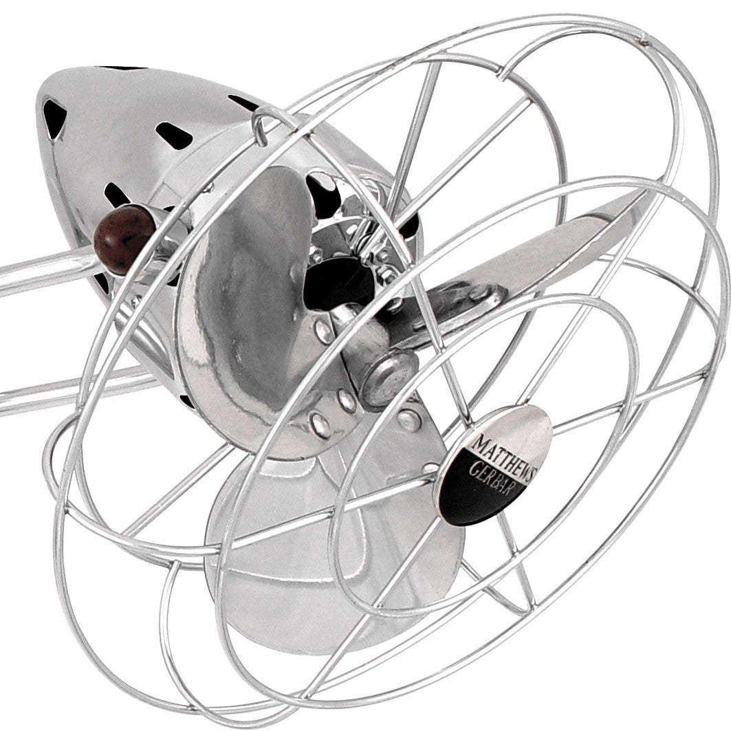 Matthews Fan Company Matthews-Gerbar 13" Aluminum Fan Head With Decorative Cage in Polished Chrome Finish