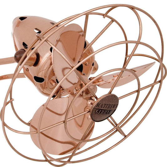 Matthews Fan Company Matthews-Gerbar 13" Aluminum Fan Head With Decorative Cage in Polished Copper Finish