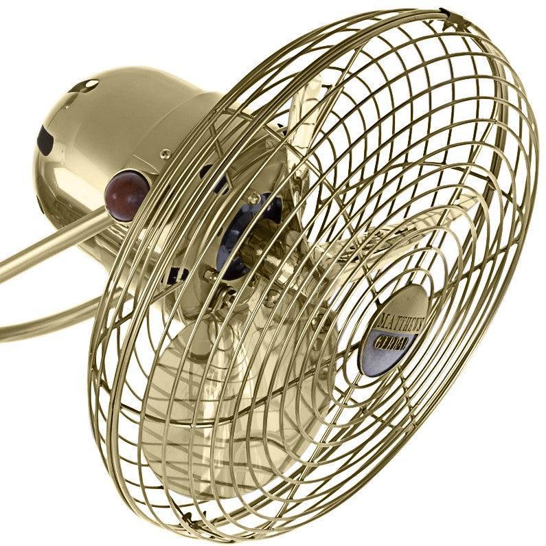 Matthews Fan Company Matthews-Gerbar 13" Aluminum Fan Head With Safety Cage in Polished Brass Finish