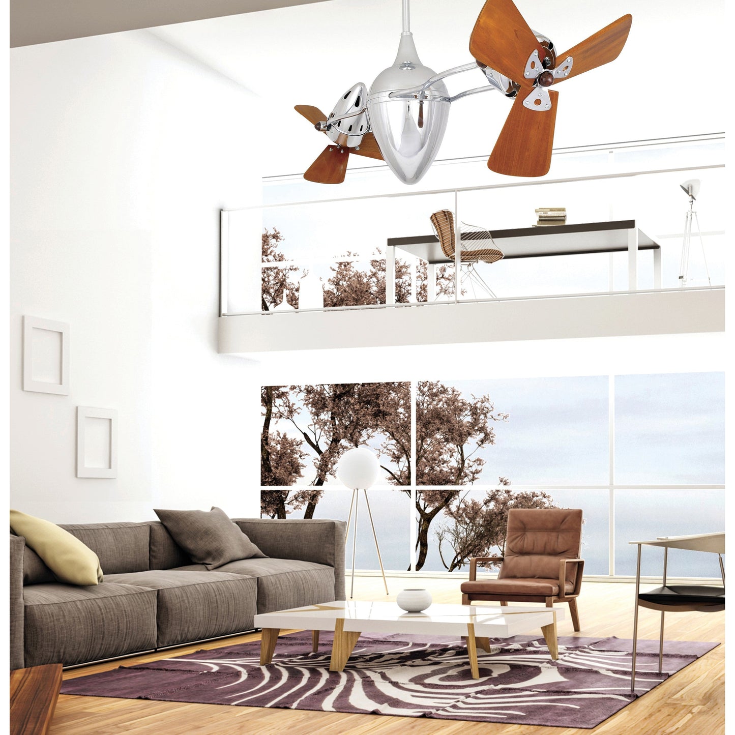 Matthews Fan Company Matthews-Gerbar Ar Ruthiane 46" Bullet-Shaped Rotational Ceiling Fan With 10" Downrod and Metal Blades in Ametista Finish