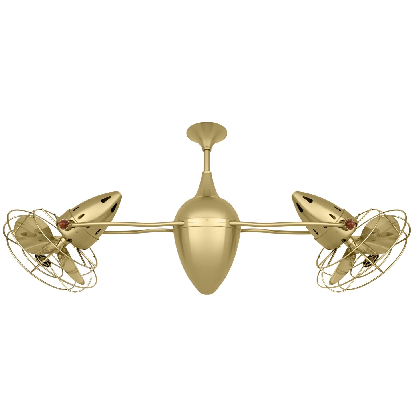 Matthews Fan Company Matthews-Gerbar Ar Ruthiane 46" Bullet-Shaped Rotational Ceiling Fan With 10" Downrod and Metal Blades in Brushed Brass Finish