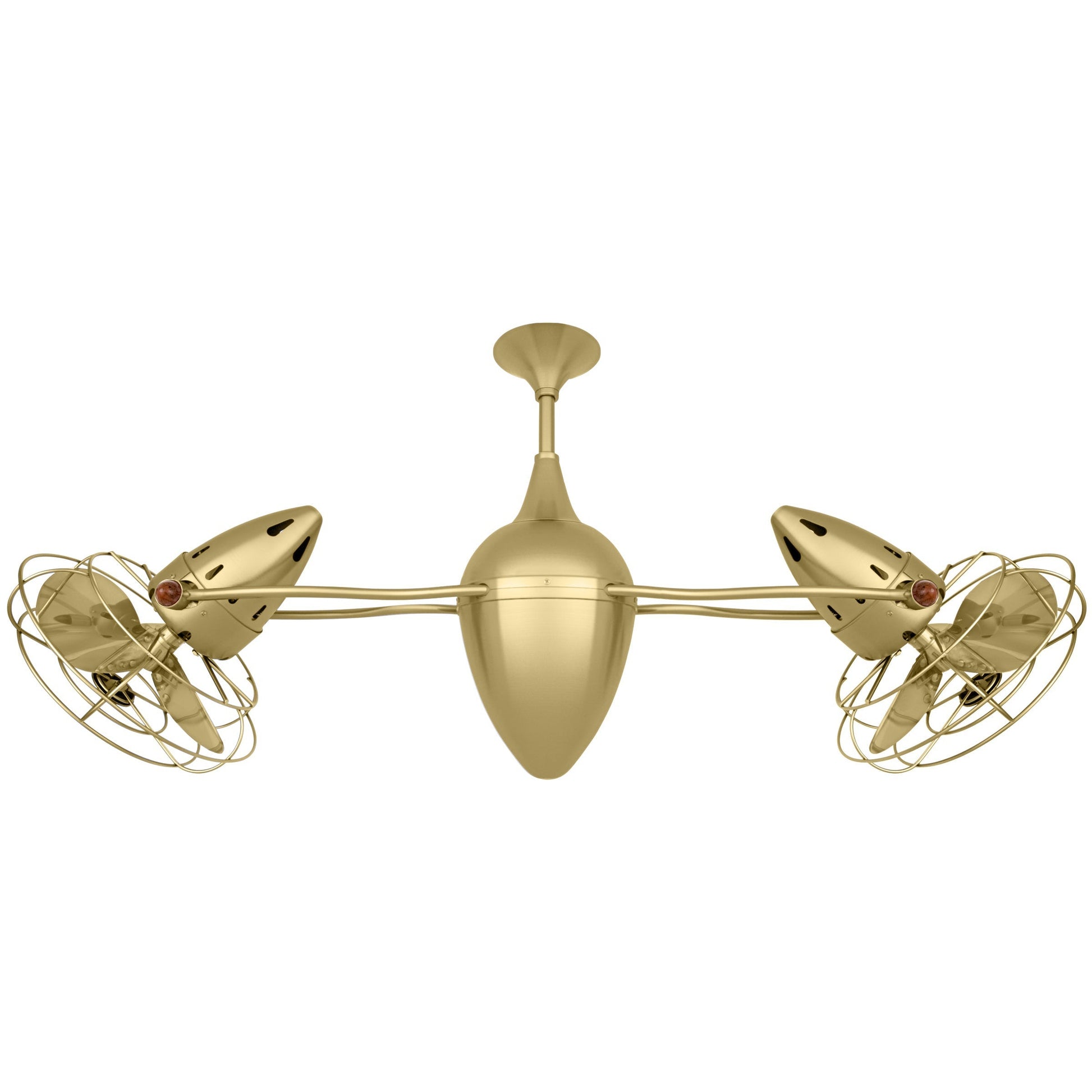 Matthews Fan Company Matthews-Gerbar Ar Ruthiane 46" Bullet-Shaped Rotational Ceiling Fan With 10" Downrod and Metal Blades in Brushed Brass Finish