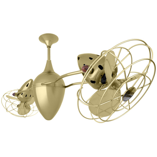 Matthews Fan Company Matthews-Gerbar Ar Ruthiane 46" Bullet-Shaped Rotational Ceiling Fan With 10" Downrod and Metal Blades in Brushed Brass Finish