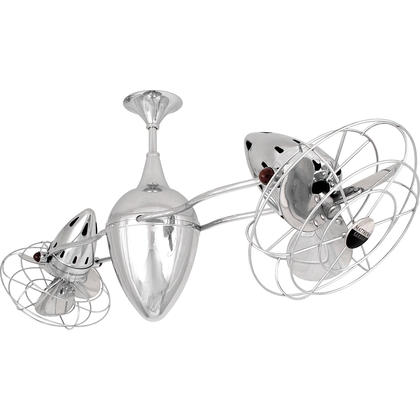 Matthews Fan Company Matthews-Gerbar Ar Ruthiane 46" Bullet-Shaped Rotational Ceiling Fan With 10" Downrod and Metal Blades in Chrome Finish