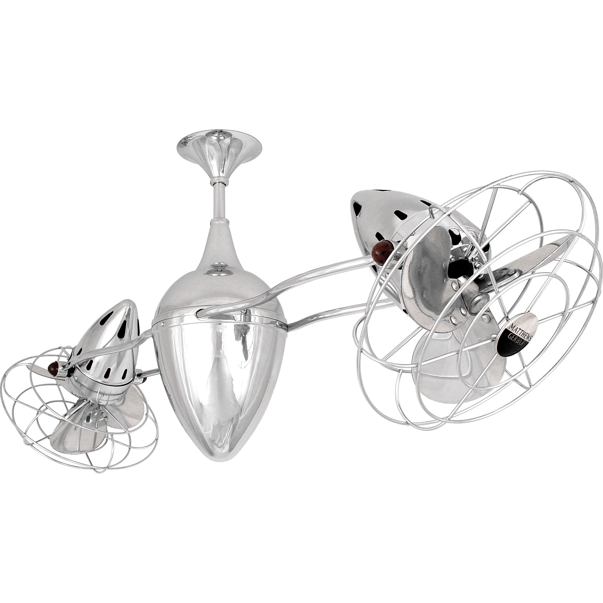 Matthews Fan Company Matthews-Gerbar Ar Ruthiane 46" Bullet-Shaped Rotational Ceiling Fan With 10" Downrod and Metal Blades in Chrome Finish With Damp Location Protection