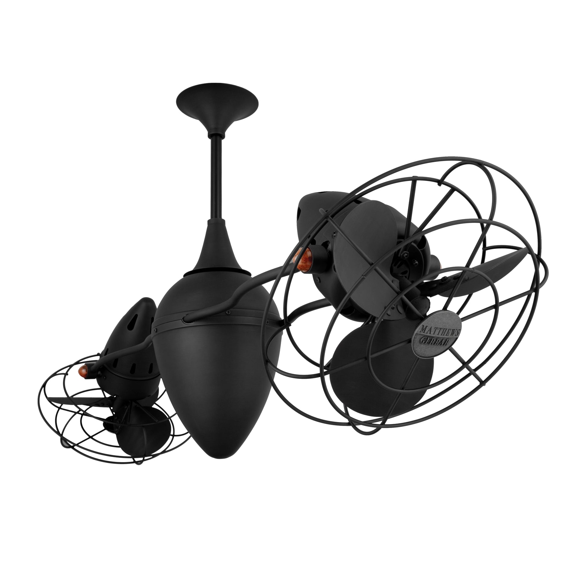 Matthews Fan Company Matthews-Gerbar Ar Ruthiane 46" Bullet-Shaped Rotational Ceiling Fan With 10" Downrod and Metal Blades in Matte Black Finish