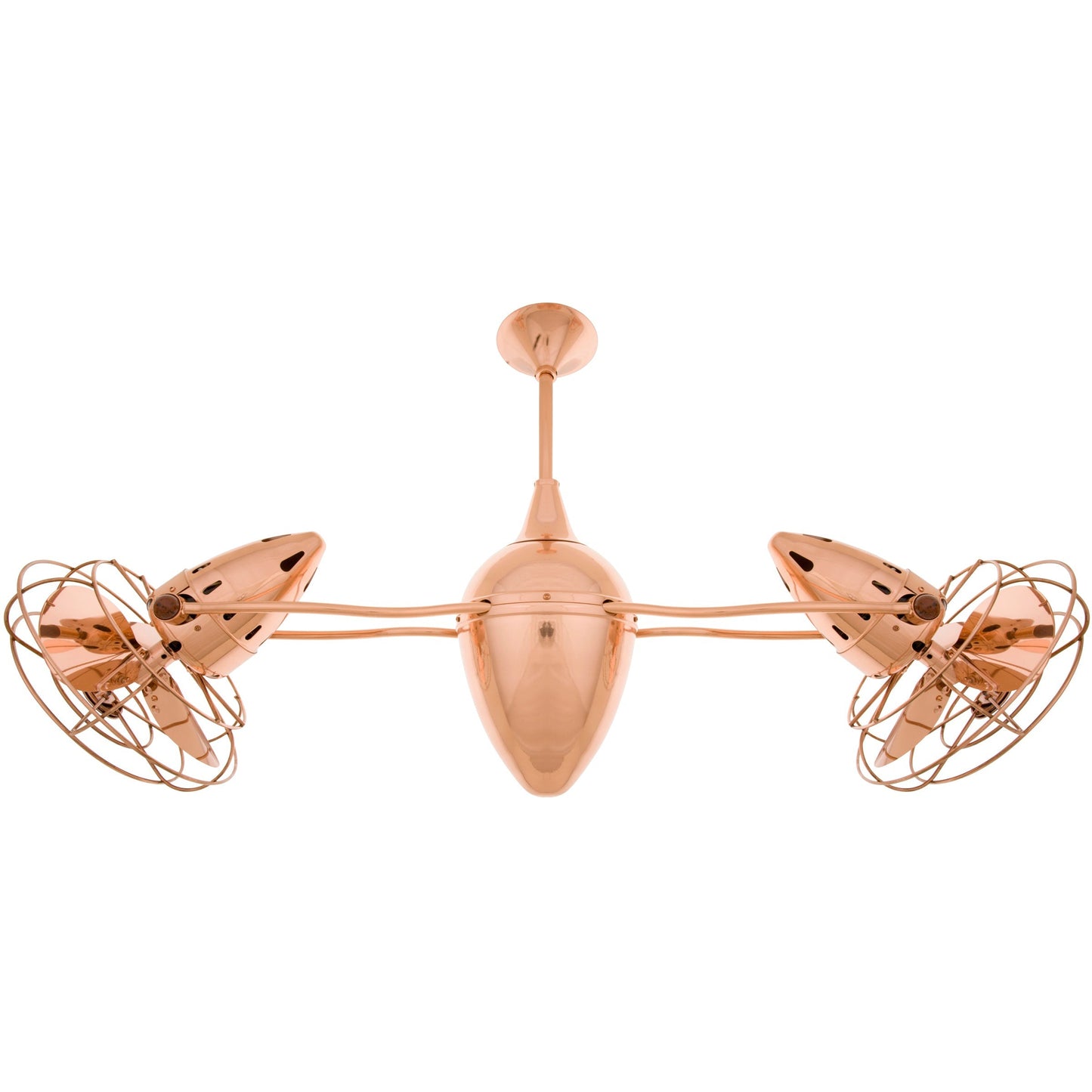 Matthews Fan Company Matthews-Gerbar Ar Ruthiane 46" Bullet-Shaped Rotational Ceiling Fan With 10" Downrod and Metal Blades in Polished Copper Finish