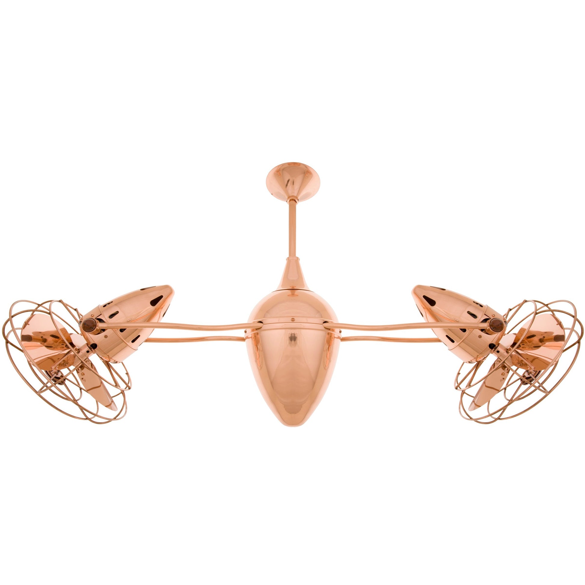 Matthews Fan Company Matthews-Gerbar Ar Ruthiane 46" Bullet-Shaped Rotational Ceiling Fan With 10" Downrod and Metal Blades in Polished Copper Finish