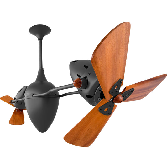 Matthews Fan Company Matthews-Gerbar Ar Ruthiane 48" Bullet-Shaped Rotational Ceiling Fan With 10" Downrod and Wood Blades in Black Nickel Finish