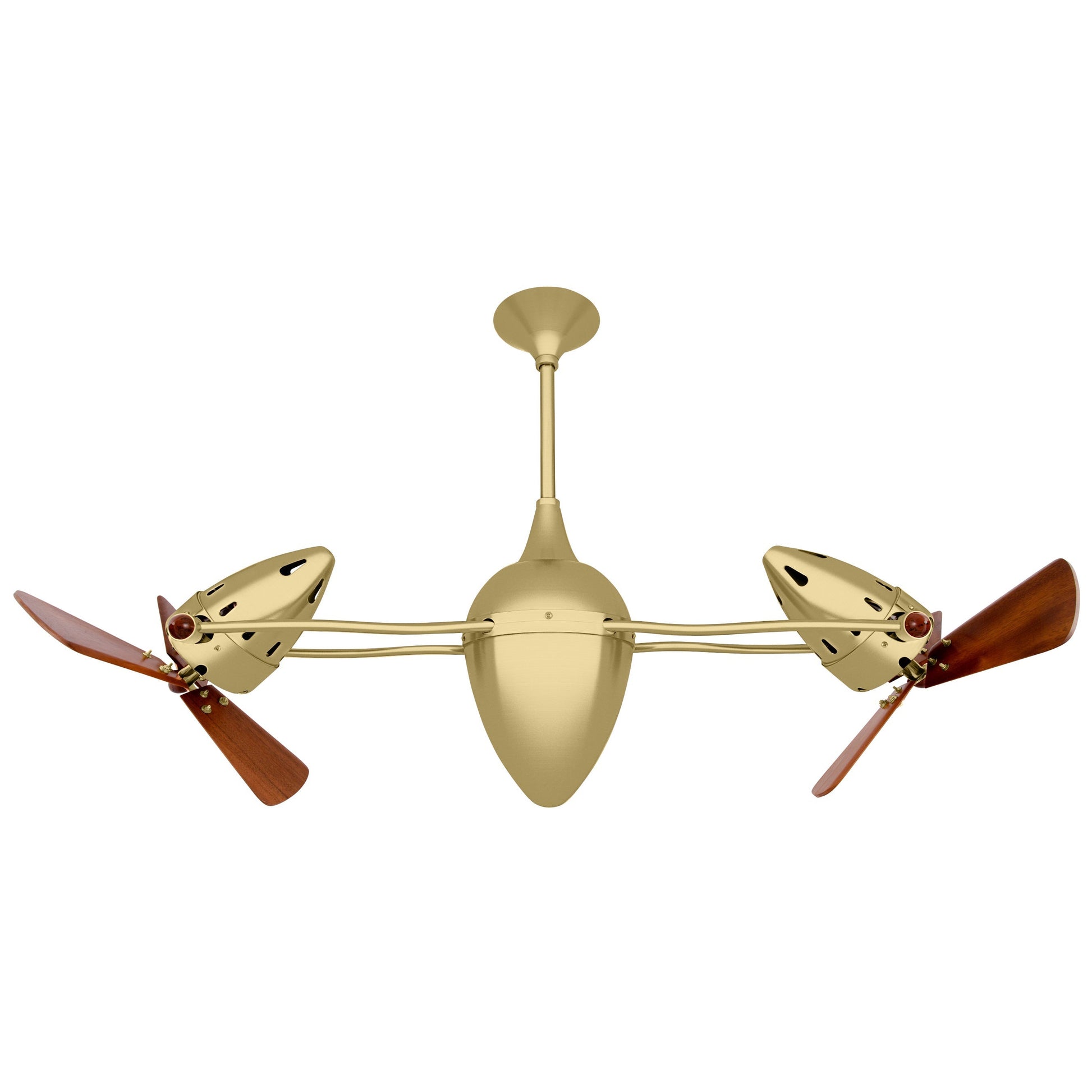 Matthews Fan Company Matthews-Gerbar Ar Ruthiane 48" Bullet-Shaped Rotational Ceiling Fan With 10" Downrod and Wood Blades in Brushed Brass Finish