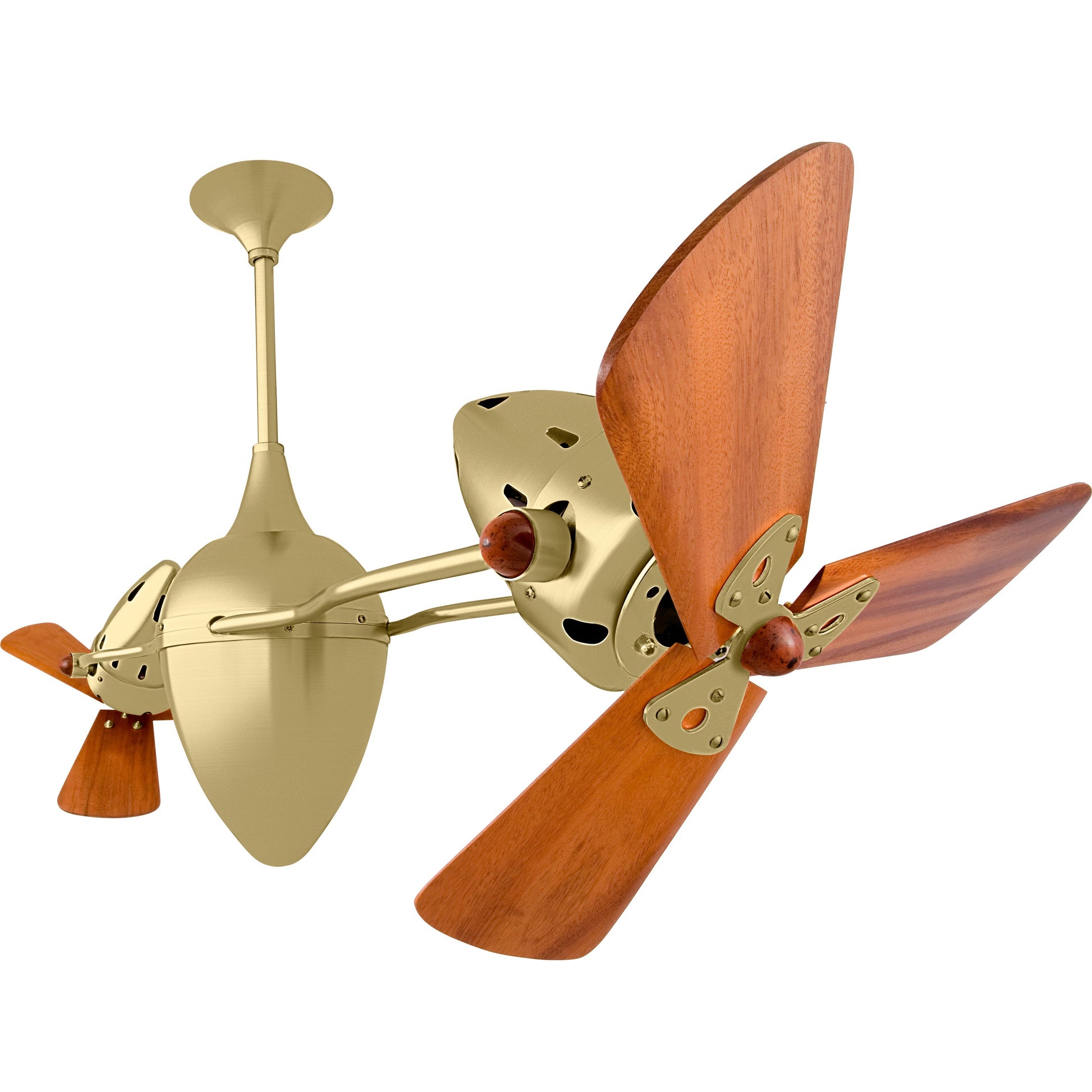 Matthews Fan Company Matthews-Gerbar Ar Ruthiane 48" Bullet-Shaped Rotational Ceiling Fan With 10" Downrod and Wood Blades in Brushed Brass Finish