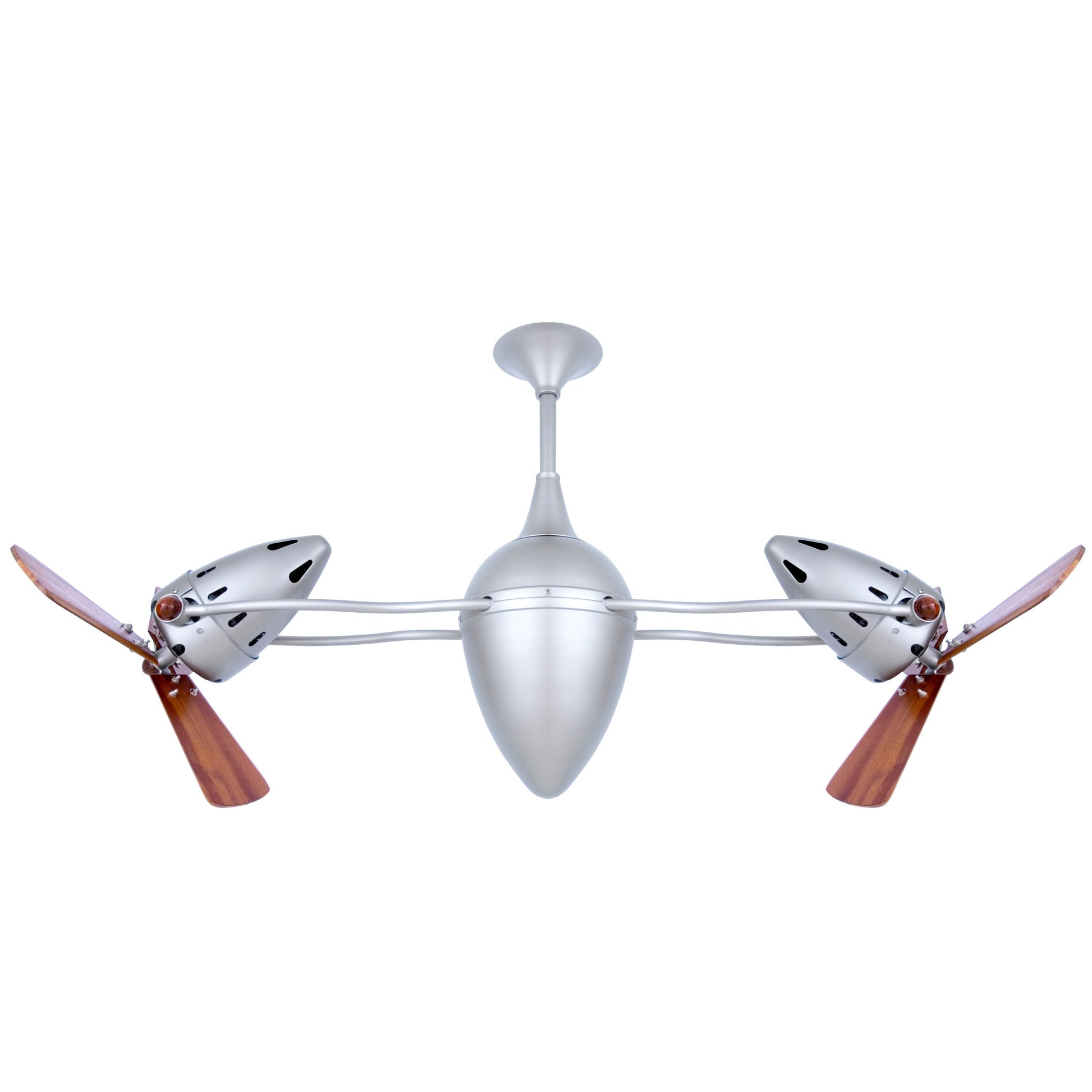 Matthews Fan Company Matthews-Gerbar Ar Ruthiane 48" Bullet-Shaped Rotational Ceiling Fan With 10" Downrod and Wood Blades in Brushed Nickel Finish