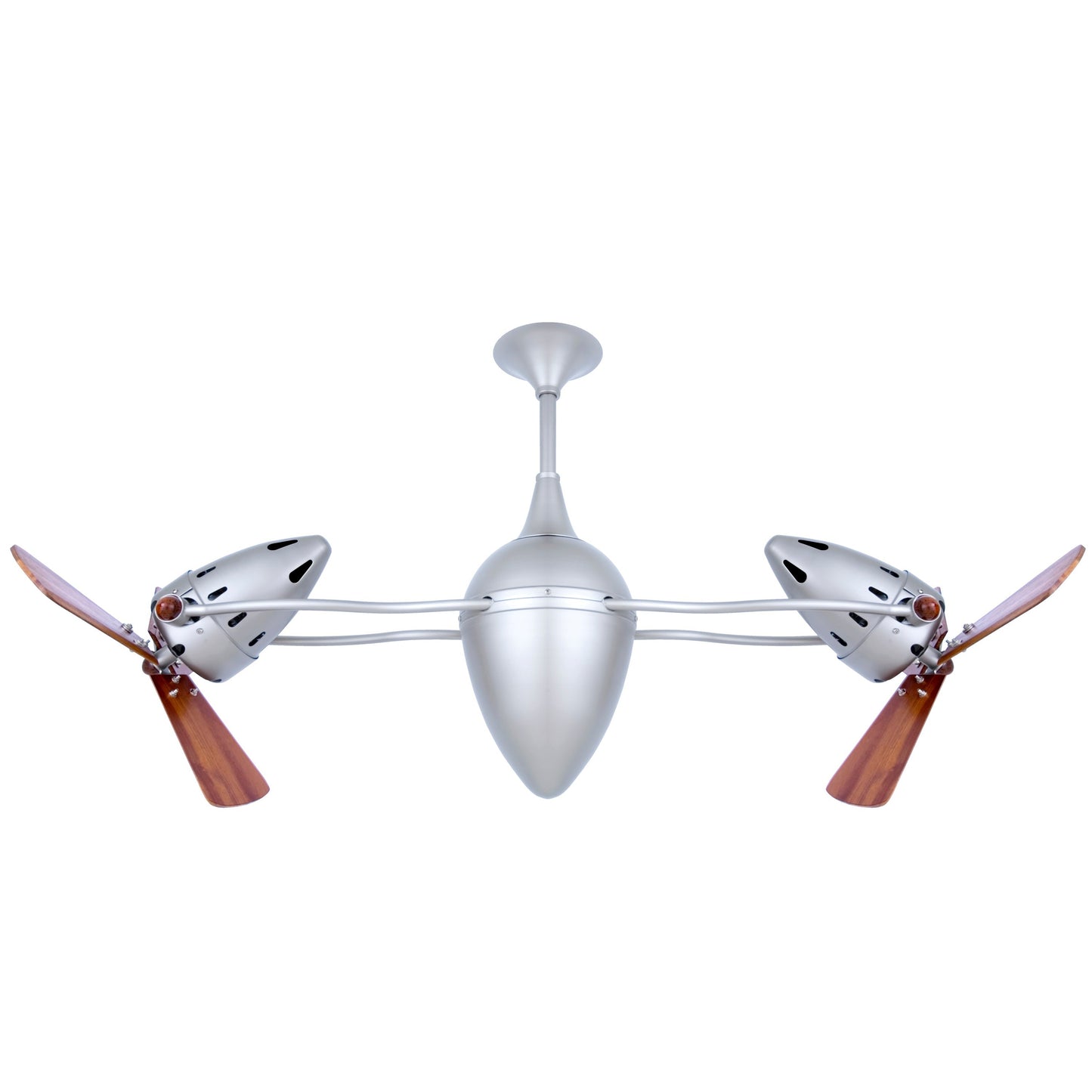 Matthews Fan Company Matthews-Gerbar Ar Ruthiane 48" Bullet-Shaped Rotational Ceiling Fan With 10" Downrod and Wood Blades in Brushed Nickel Finish With Damp Location Protection