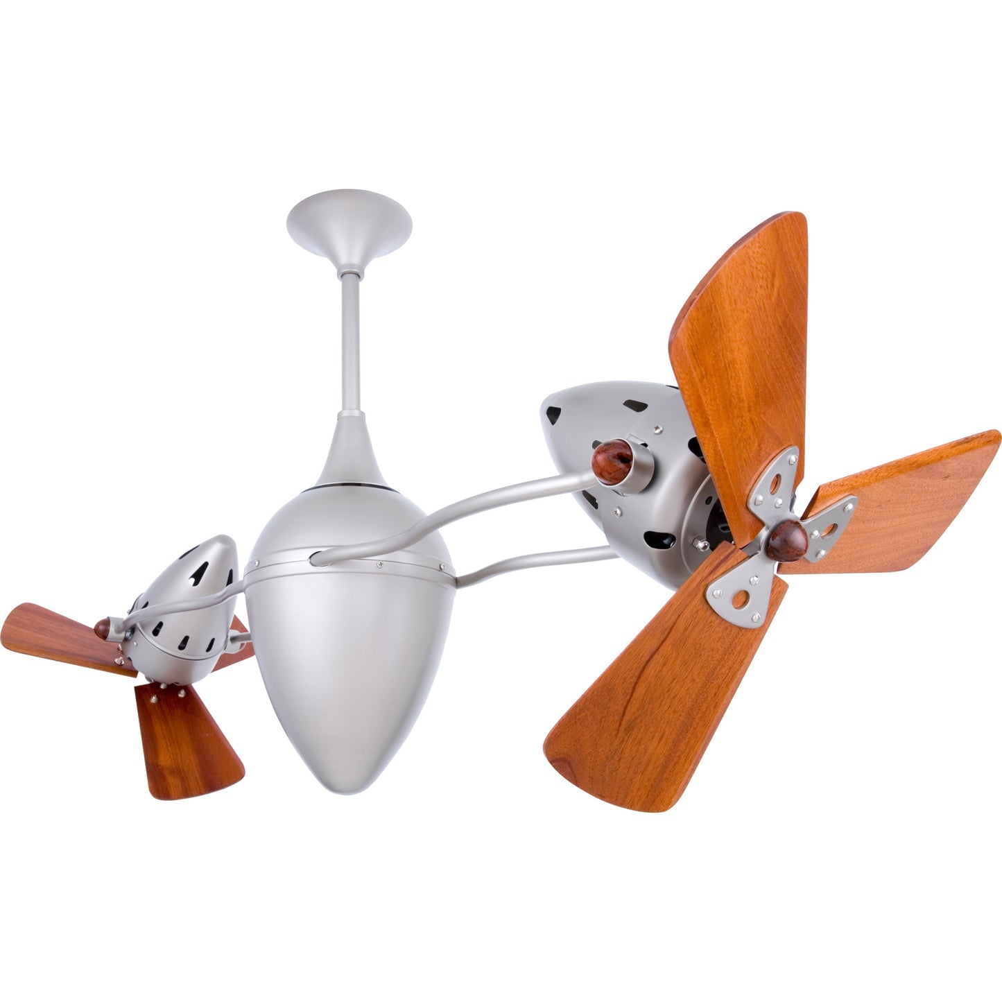 Matthews Fan Company Matthews-Gerbar Ar Ruthiane 48" Bullet-Shaped Rotational Ceiling Fan With 10" Downrod and Wood Blades in Brushed Nickel Finish With Damp Location Protection