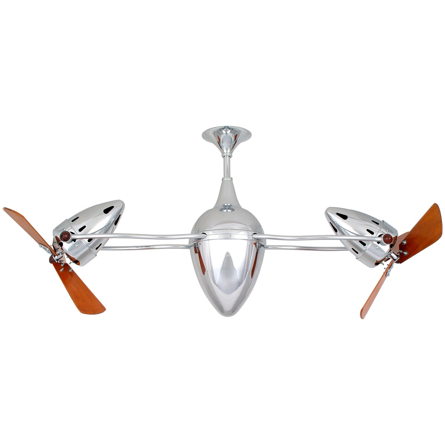 Matthews Fan Company Matthews-Gerbar Ar Ruthiane 48" Bullet-Shaped Rotational Ceiling Fan With 10" Downrod and Wood Blades in Chrome Finish