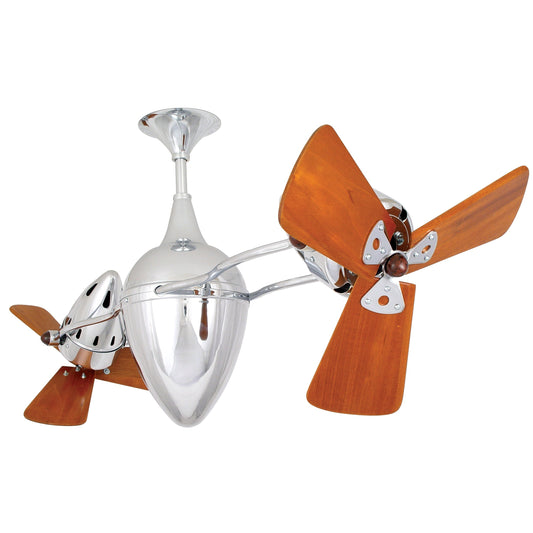 Matthews Fan Company Matthews-Gerbar Ar Ruthiane 48" Bullet-Shaped Rotational Ceiling Fan With 10" Downrod and Wood Blades in Chrome Finish